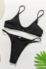 Black Ribbed O-Ring Bralette Bikini Top