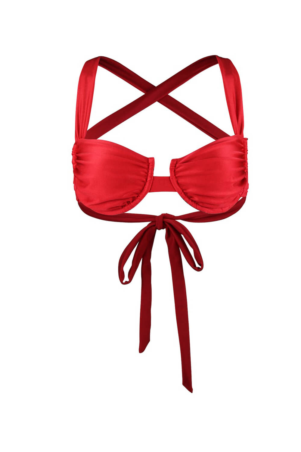 Red Ruched Underwire Bikini Top