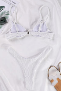 White Crinkle Underwire Bralette Bikini Top