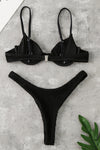 Black Crinkle Underwire Bralette Bikini Top