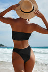 Black Crinkle Bandeau Bikini Top