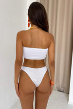 White Crinkle Bandeau Bikini Top