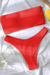 Red Crinkle High-Waist Bikini Bottoms