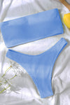 Light Blue Crinkle Bandeau Bikini Top