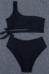 Black One Shoulder Tie Side Bikini Top