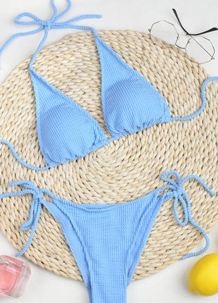 Baby Blue Crinkle Tie Side Bikini Bottoms
