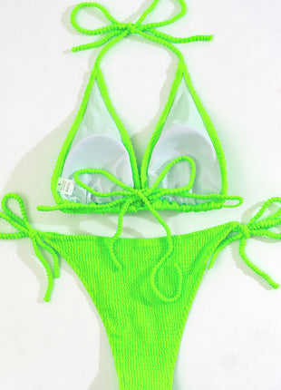 Lime Crinkle Tie Side Bikini Bottoms