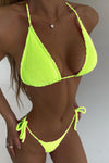 Neon Yellow Crinkle Halter Bikini Top
