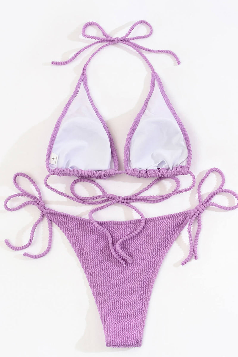 Lilac Crinkle Tie Side Bikini Bottoms