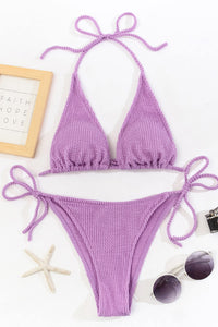 Lilac Crinkle Tie Side Bikini Bottoms