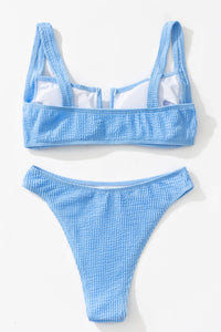 Baby Blue Crinkle V Wire Bikini Top