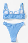 Baby Blue Crinkle V Wire Bikini Top