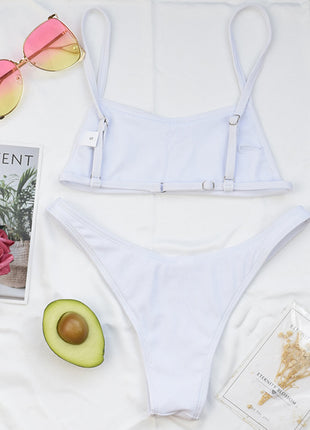 White Ribbed Bralette Bikini Top