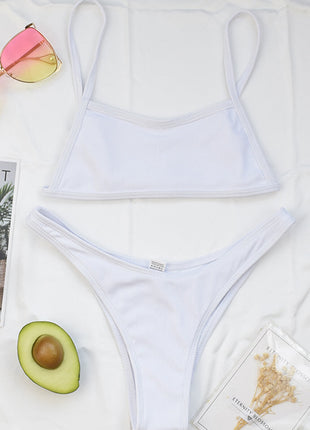 White Ribbed Bralette Bikini Top