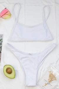 White Ribbed Bralette Bikini Top