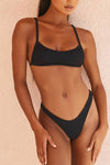 Black Ribbed Bralette Bikini Top