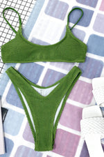Green Ribbed V Cut Bikini Bottoms