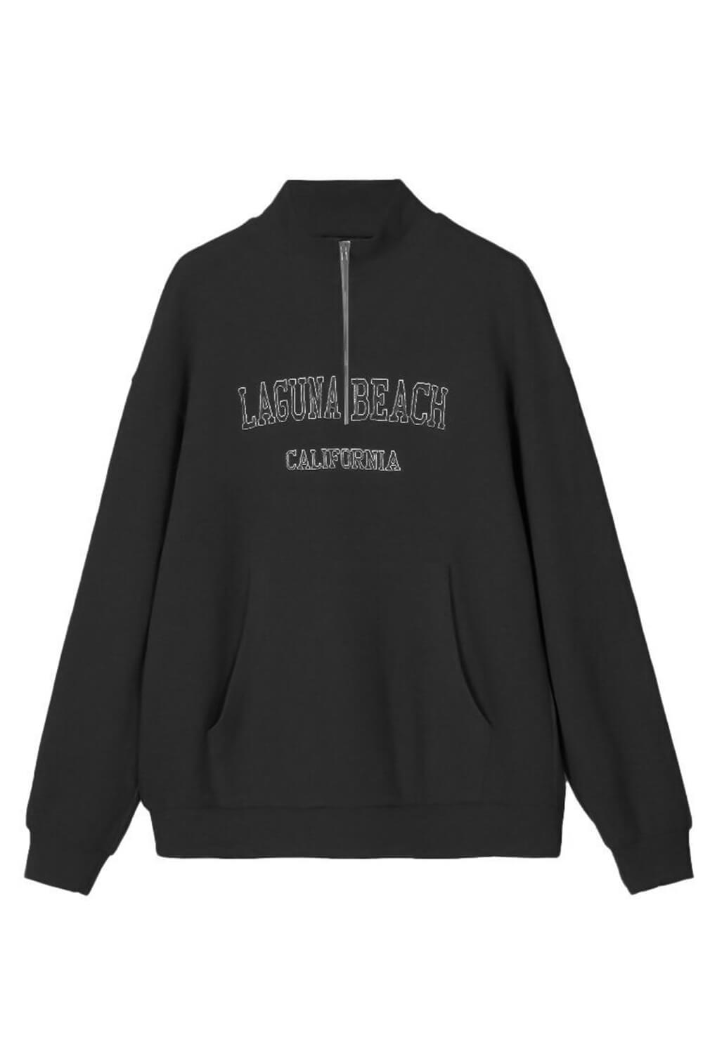 Black 'Laguna Beach' Half Zip Sweatshirt