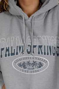 Grey 'Palm Springs' Pullover Oversized Fleece Hoodie