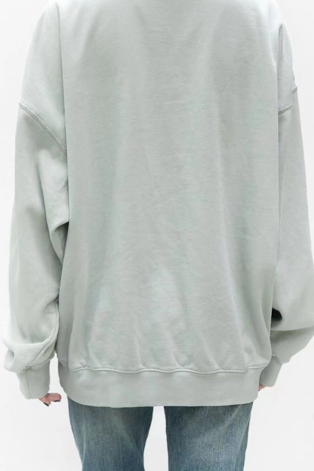New York' Pullover Oversized Sweatshirt - Sage Green/White
