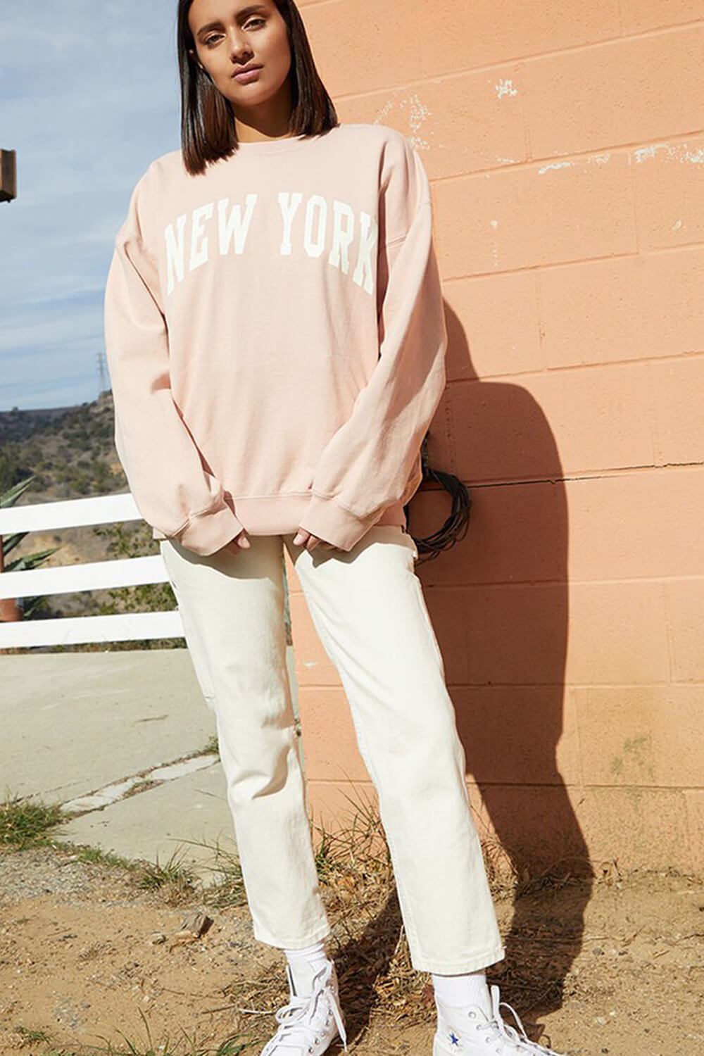 Light Pink 'New York' Pullover Oversized Sweatshirt