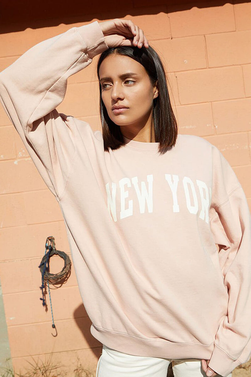 Light Pink 'New York' Pullover Oversized Sweatshirt