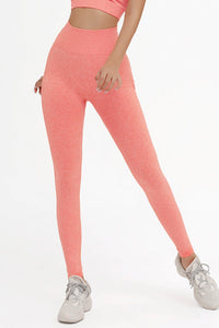 Seamless Booty Lift High Waisted Leggings - Coral Marle