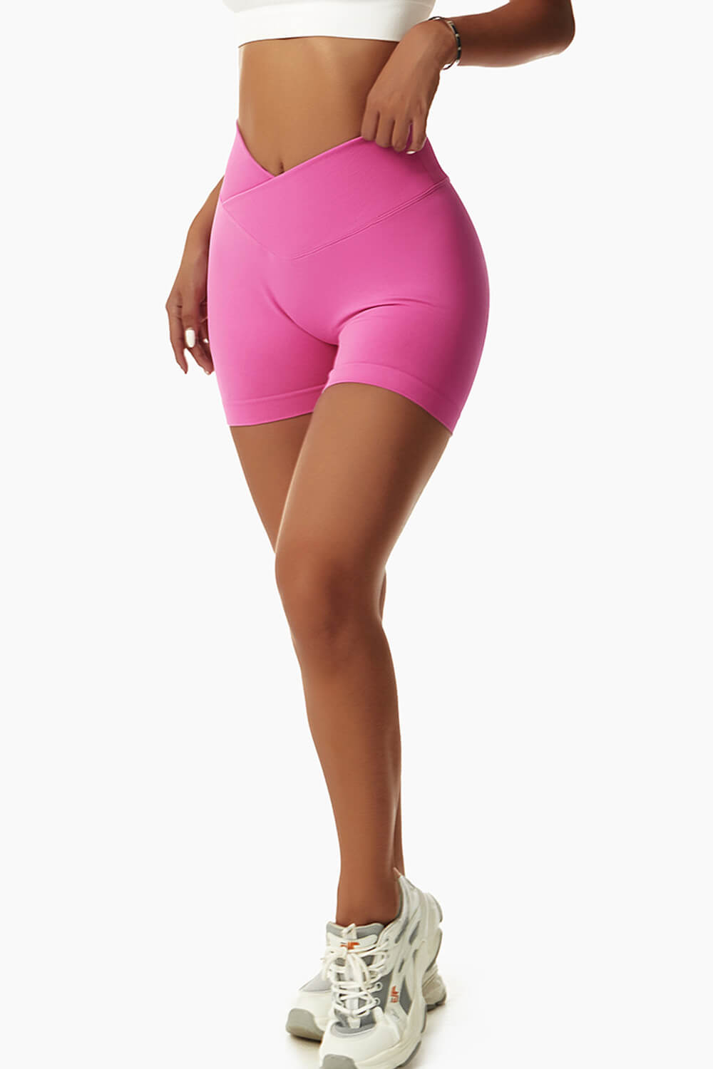 V Shape Seamless High Waisted Tight Shorts - Black/Cyan/Grey/Hot Pink/Beige/Pale Golden Rod