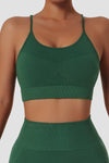 Yoga Seamless Cami Crop Top With Inner Bra- Black/Darkturquoise/Coffee/Dark Green/Dark Grey
