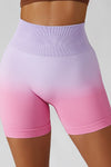 Seamless Tie Dye High Waisted Legging Shorts - Lilac/Pink