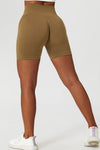 Seamless High Waisted Legging Shorts - Black/Rosy Brown/Indigo/Crimson/Olive/Dark Golden Rod/Brown/Grey