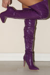 Patent Over The Knee Thigh High Stiletto Boots-Purple/Hot Pink/Lime
