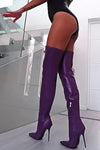 Purple Faux Leather Over The Knee Thigh High Stiletto Boots