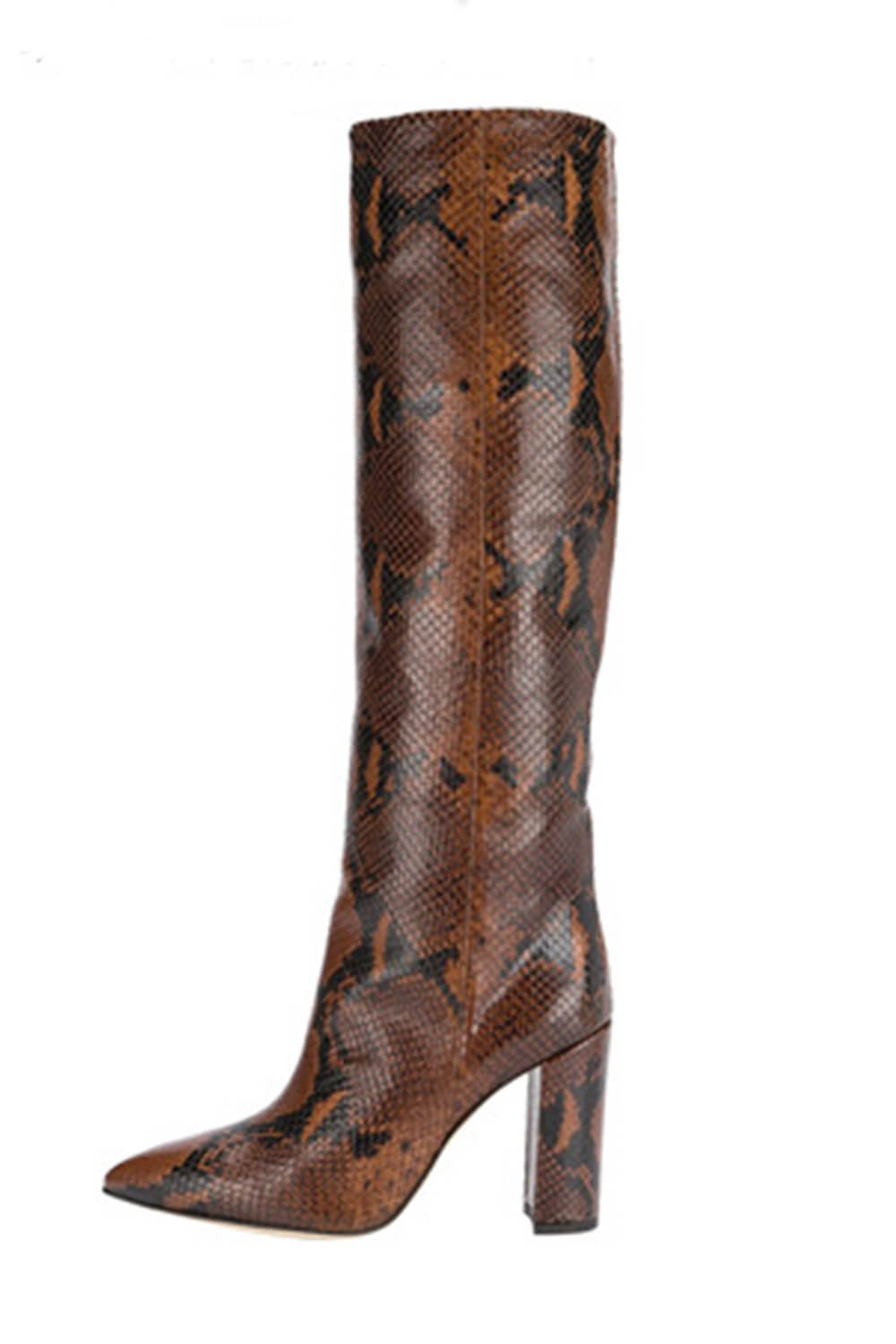 Python Effect Knee High Boots - Brown – FloralKini