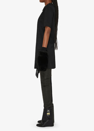 Faux Leather Padlock Detail Folded Wedge Heel Ankle Boots - Black