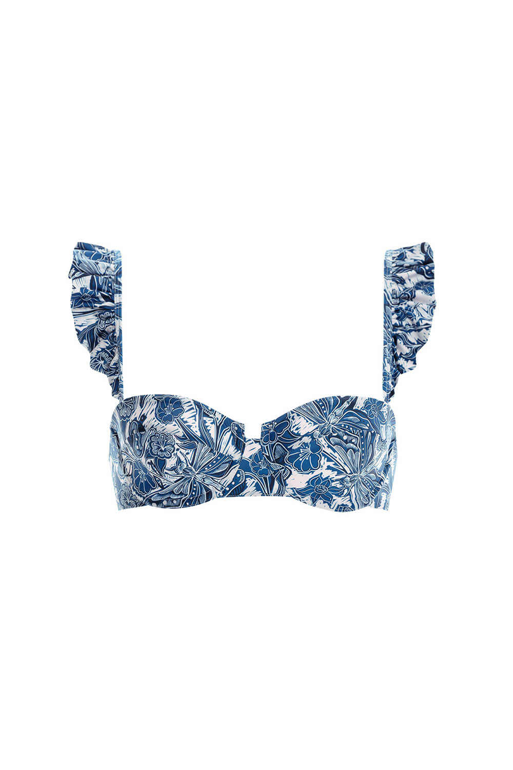 Blue Dragonfly Ruffle-Trimmed Underwire High Waisted Bikini Set