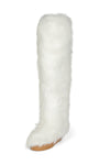 Fluffy Faux Fur Over The Knee Boot - White