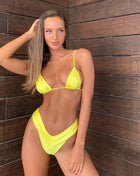 Ruched Triangle Tie Back High-Cut Leg Bikini Set