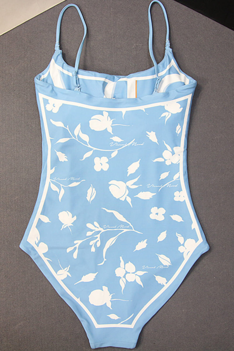 Vintage Floral Print Reversible Tie-Shoulder One Piece Swimsuit