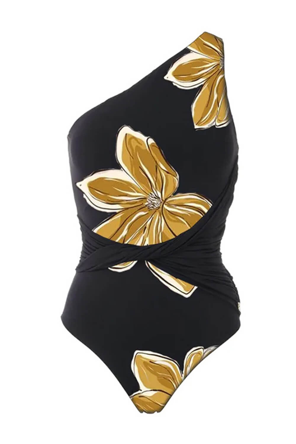 Floral Twist-Detail One Shoulder One Piece Swimsuit