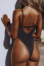 Black Shimmer V-Wire One Piece Swimsuit
