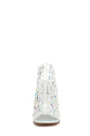 Clear Perspex Rhinestone-Studded Square Peep Toe Ankle Stiletto Bootie