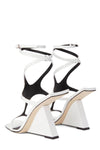 Patent Wrap Around Square Toe Cut-Out Sculpted Sandals - White