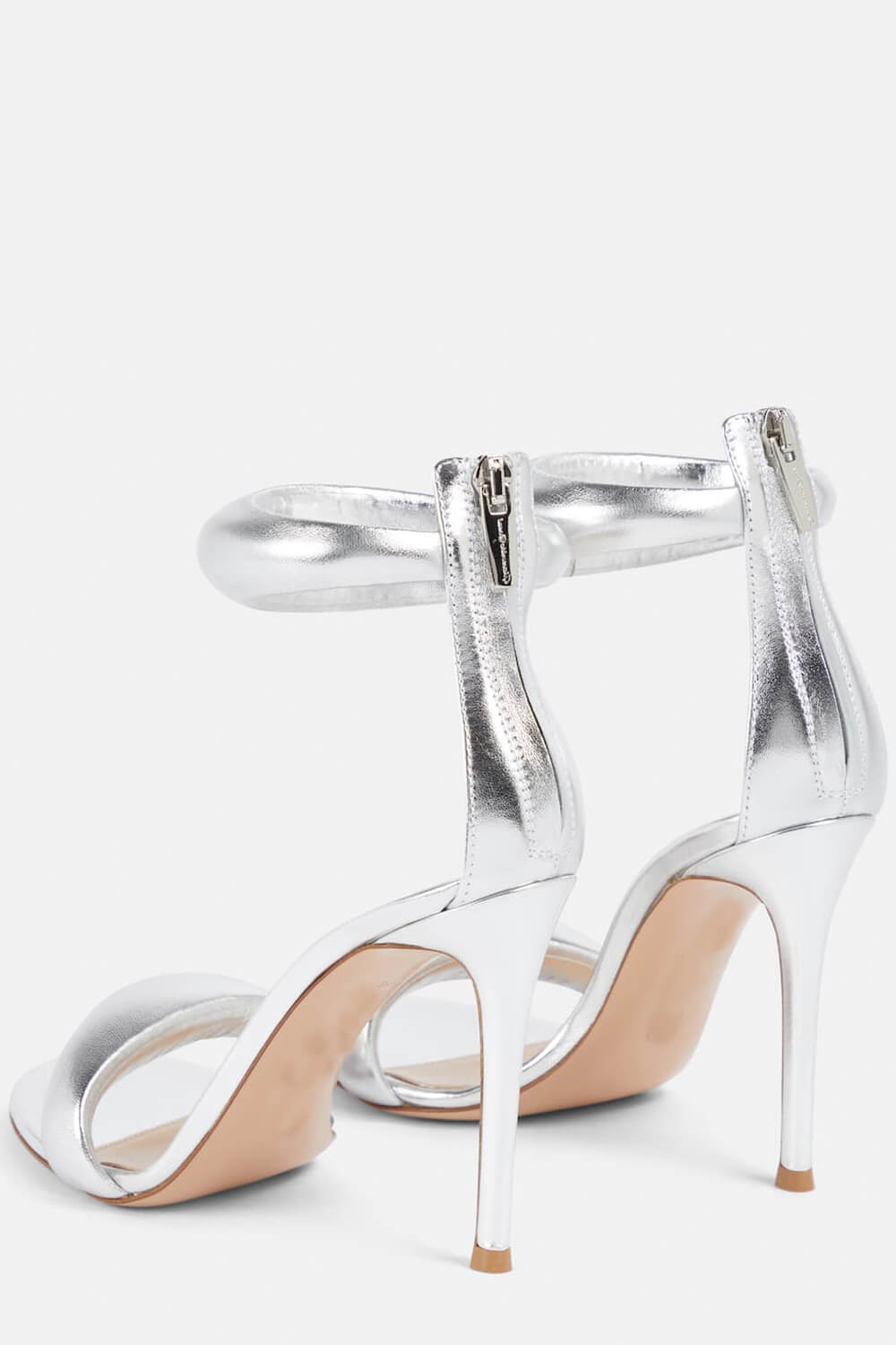 Faux Leather 'Bubble' Straps Pointed Toe Stiletto Heels - Silver –  FloralKini