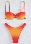 Ombre Balconette Underwire High-Cut Bikini Set - Brown