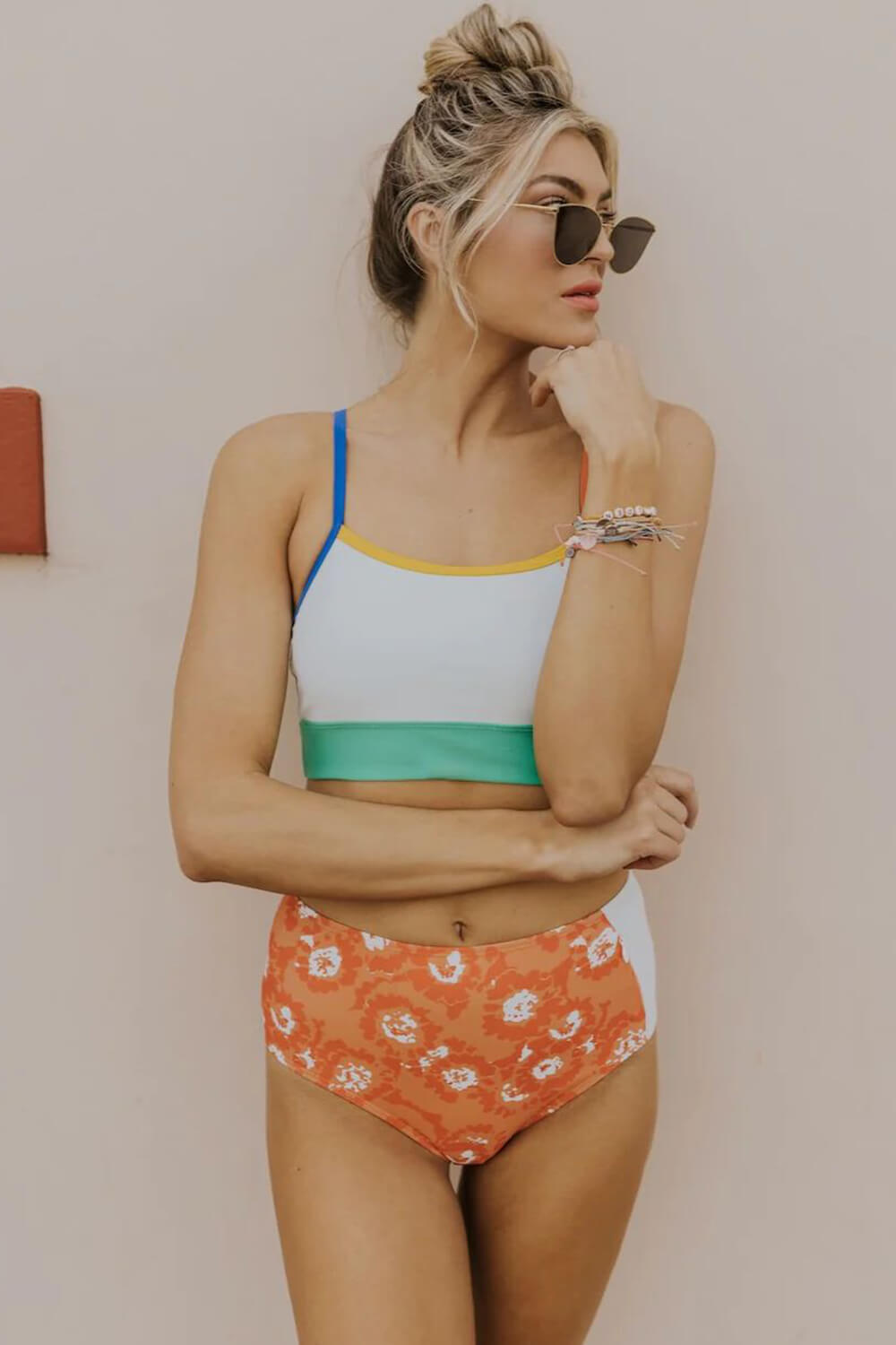 Ribbed Scoop Neck Bralette And High-Waisted Bikini Bottoms – FloralKini