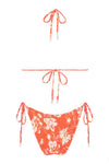Orange Floral Crinkle Halter Tie Side Bikini Set