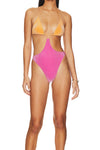 Colorblock Shimmer Cut-Out Halter One Piece Swimsuit