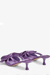 Purple Satin Low Heeled Mules With Bow Detailing