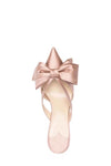 Champagne Satin Low Heeled Mules With Bow Detailing